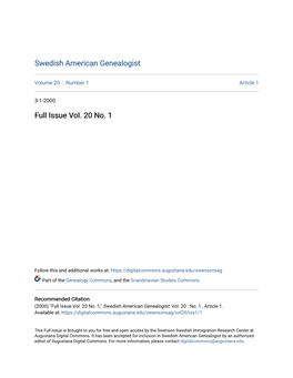 Swedish American Genealogist