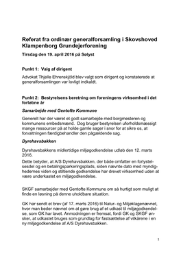 Referat Fra Ordinær Generalforsamling I Skovshoved Klampenborg Grundejerforening Tirsdag Den 19