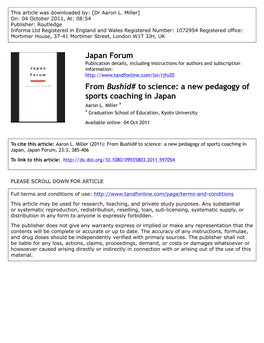 From Bushidō to Science: a New Pedagogy of Sports Coaching in Japan