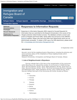 Responses to Information Requests - Immigration and Refugee Board of Canada