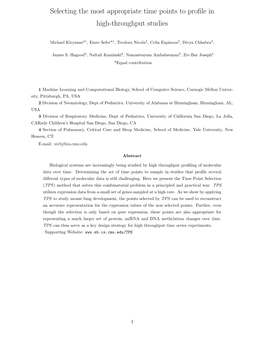 Selecting the Most Appropriate Time Points to Profile in High-Throughput Studies