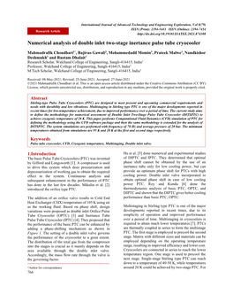 Numerical Analysis of Double Inlet Two-Stage Inertance Pulse Tube Cryocooler