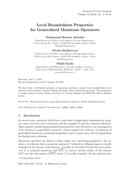 Local Boundedness Properties for Generalized Monotone Operators