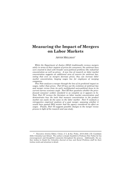 Measuring the Impact of Mergers on Labor Markets