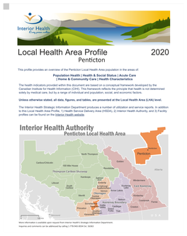 Local Health Area Profile 2020 Pen�Cton