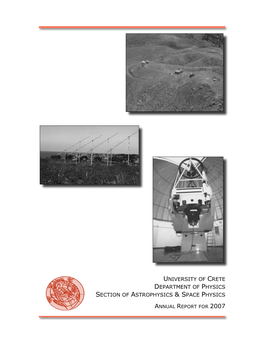 University of Crete Department of Physics Section of Astrophysics & Space Physics