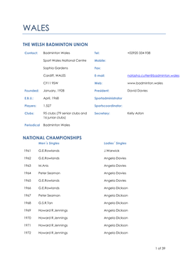 The Welsh Badminton Union National Championships