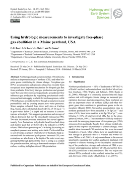 Using Hydrologic Measurements to Investigate Free-Phase Gas Ebullition in a Maine Peatland, USA