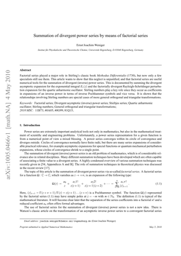 Summation of Divergent Power Series by Means of Factorial Series