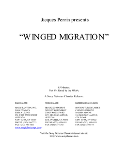 Winged Migration Pressbook