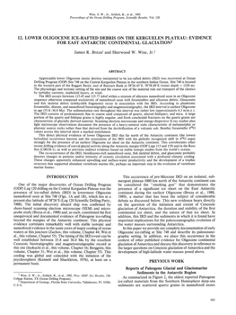 12. Lower Oligocene Ice-Rafted Debris on the Kerguelen Plateau: Evidence for East Antarctic Continental Glaciation1