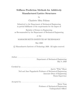 Stiffness Prediction Methods for Additively Manufactured Lattice