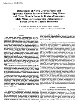 Ontogenesis of Nerve Growth Factor