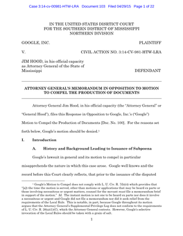 In the United States Disrtict Court for the Southern District of Mississippi Northern Division