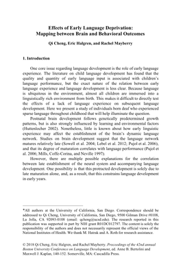 Effects of Early Language Deprivation: Mapping Between Brain and Behavioral Outcomes