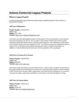 Arizona Centennial Legacy Projects