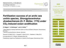 Fertilization Success of an Arctic Sea Urchin Species