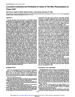 Lysosomal Localization and Mechanism of Uptake of Nile Blue Photosensitizers in Tumor Cells1