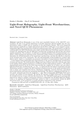 Light-Front Holography, Light-Front Wavefunctions, and Novel QCD Phenomena