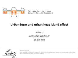 Urban Form and Urban Heat Island Effect