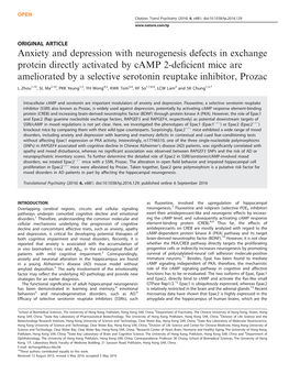 Anxiety and Depression with Neurogenesis Defects in Exchange