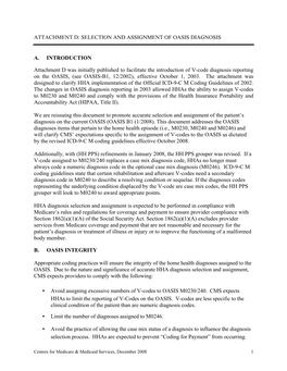 Attachment D: Selection and Assignment of Oasis Diagnosis