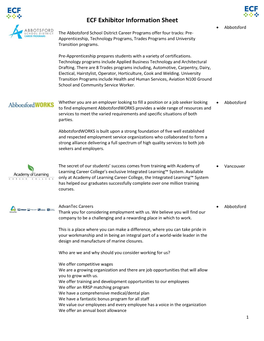 ECF Exhibitor Information Sheet