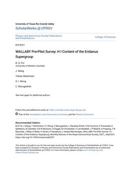 WALLABY Pre-Pilot Survey: H I Content of the Eridanus Supergroup