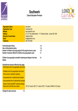 Southwark Cultural Education Provision