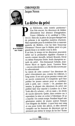 La Dérive Du Privé As Folichonne, Cette Rentrée Parisienne! Une Fois Encore, Les Directeurs De Théâtre Démontrent Leur Absence D'imagination