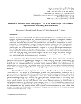 Paleoindian Solar and Stellar Pictographic Trail in the Monte Alegre Hills of Brazil: Implications for Pioneering New Landscapes