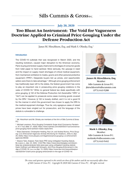 The Void for Vagueness Doctrine Applied to Criminal Price Gouging Under the Defense Production Act