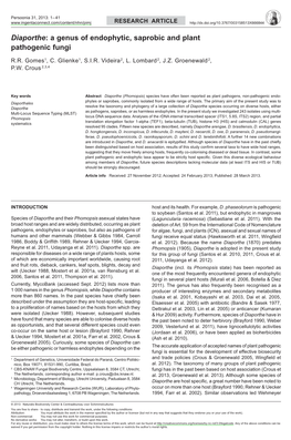 Diaporthe</I>: a Genus of Endophytic, Saprobic and Plant Pathogenic Fungi