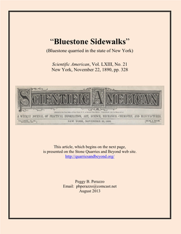 “Bluestone Sidewalks” (Bluestone Quarried in the State of New York)