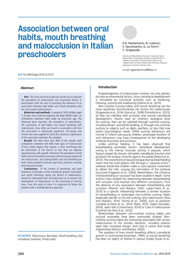 Association Between Oral Habits, Mouth Breathing and Malocclusion