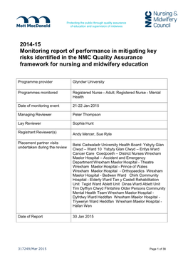 2014-15 Monitoring Report of Performance in Mitigating Key Risks