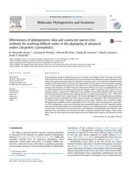 Effectiveness of Phylogenomic Data and Coalescent Species-Tree Methods for Resolving Difficult Nodes in the Phylogeny of Advance