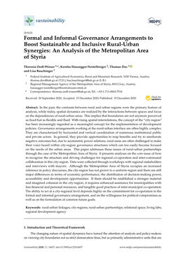 Formal and Informal Governance Arrangements to Boost Sustainable and Inclusive Rural-Urban Synergies: an Analysis of the Metropolitan Area of Styria