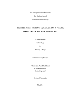 Musca Domestica L.) Management in Poultry