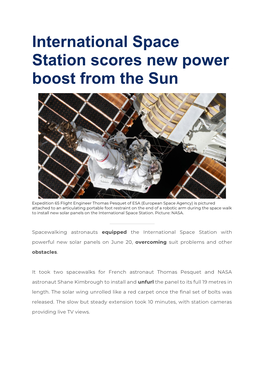 International Space Station Scores New Power Boost from the Sun