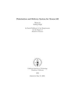 Polarization and Delivery System for Xenon-129