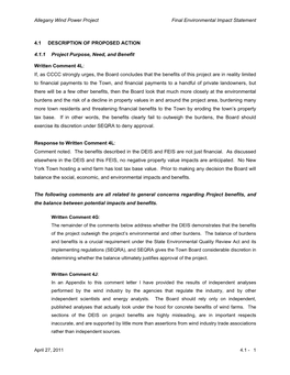 Allegany Wind Power Project Final Environmental Impact Statement