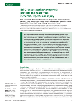 Bcl-2–Associated Athanogene 3 Protects the Heart from Ischemia/Reperfusion Injury