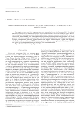 1. Introduction Friction Stir Processing (FSP) Is a Promising Grain