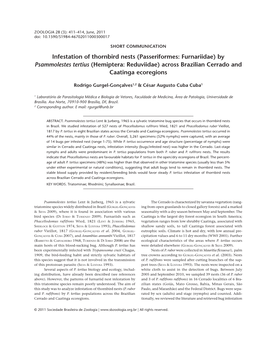 By Psammolestes Tertius (Hemiptera: Reduviidae) Across Brazilian Cerrado and Caatinga Ecoregions