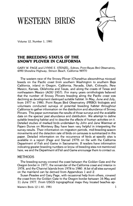 The Breeding Status of the Snowy Plover in California