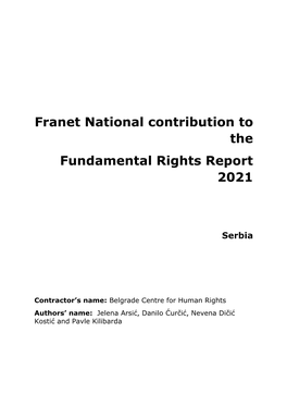 Franet National Contribution to the Fundamental Rights Report 2021