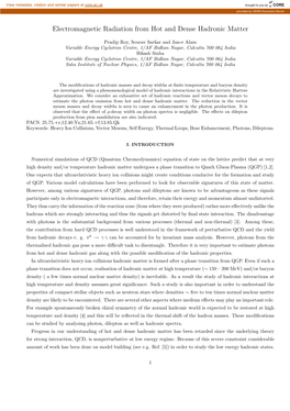 Electromagnetic Radiation from Hot and Dense Hadronic Matter