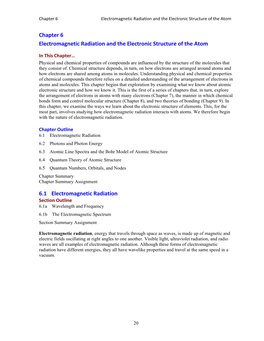 Chapter 6 Electromagnetic Radiation and the Electronic Structure of the Atom