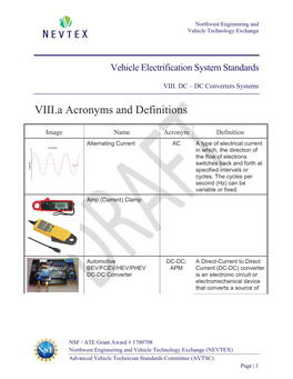 VIII.A Acronyms and Definitions